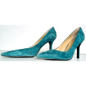 NINE WEST Green Suede Pump Heels Size 10